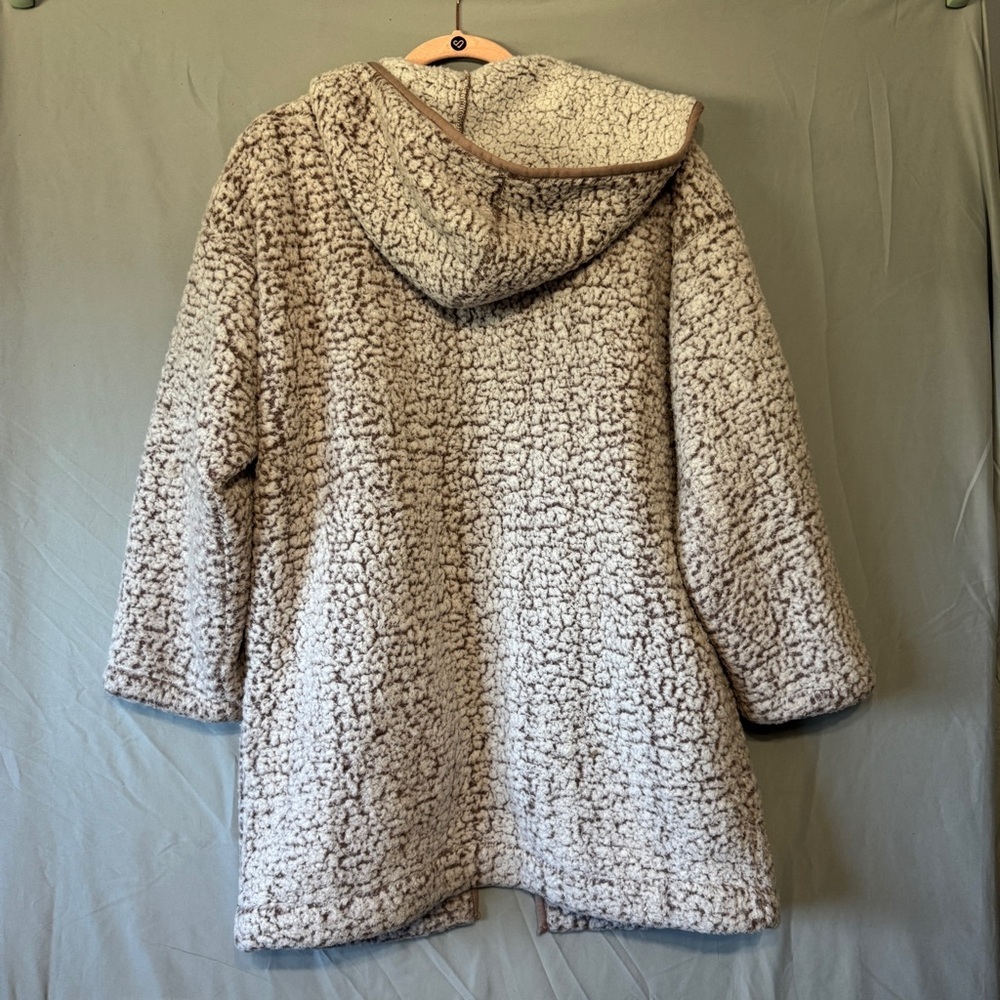 American Eagle Womens Sherpa Hooded Cardigan Medium Oversized Cozy Lounge Comfy - Picture 5 of 8